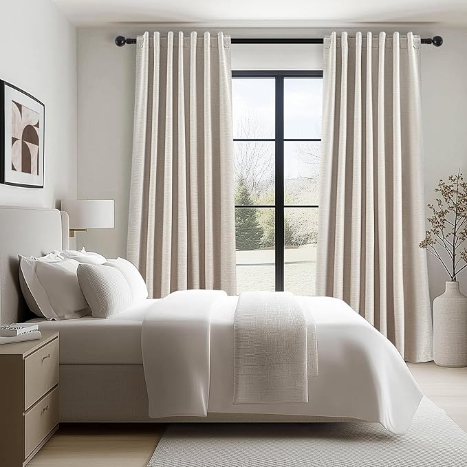Topfinel Oatmeal Linen Blackout Curtains 96 Inches Long 8 FT Tall 2 Panels - Image 7