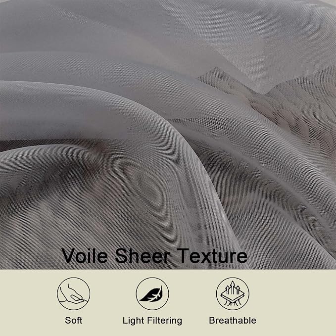 Grey Kitchen Curtains 30 Inch Length Tier 2 PCS, Solid Soft Half Curtains - Image 3