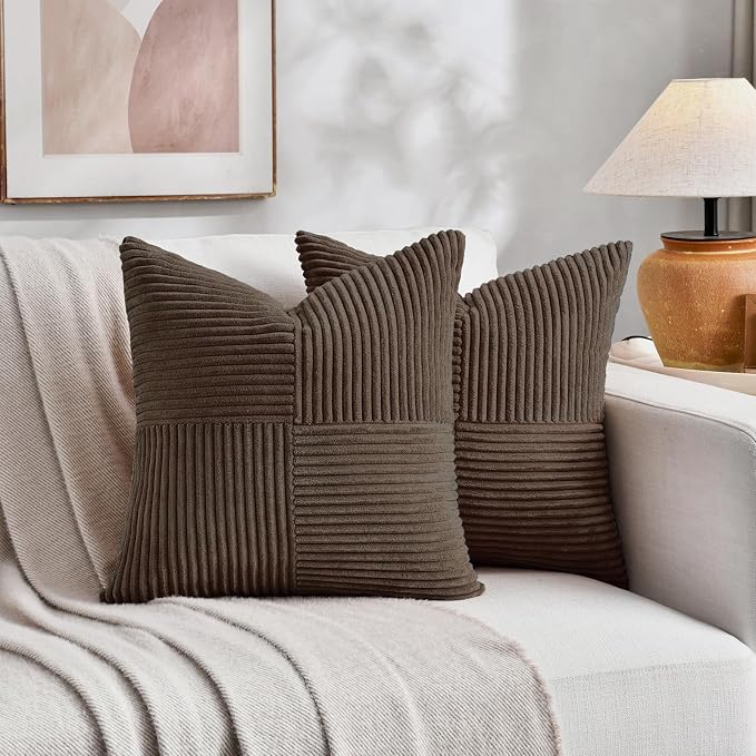 Fancy Homi 2 Packs Dark Brown Euro Decorative Throw Pillow Covers 28x28 Inch - Image 6