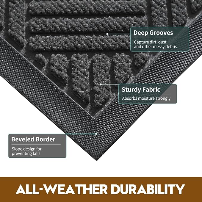 Front Door Mat, Heavy Duty Waterproof Doormat 73"x46", Stain Fade Resistant - Image 3