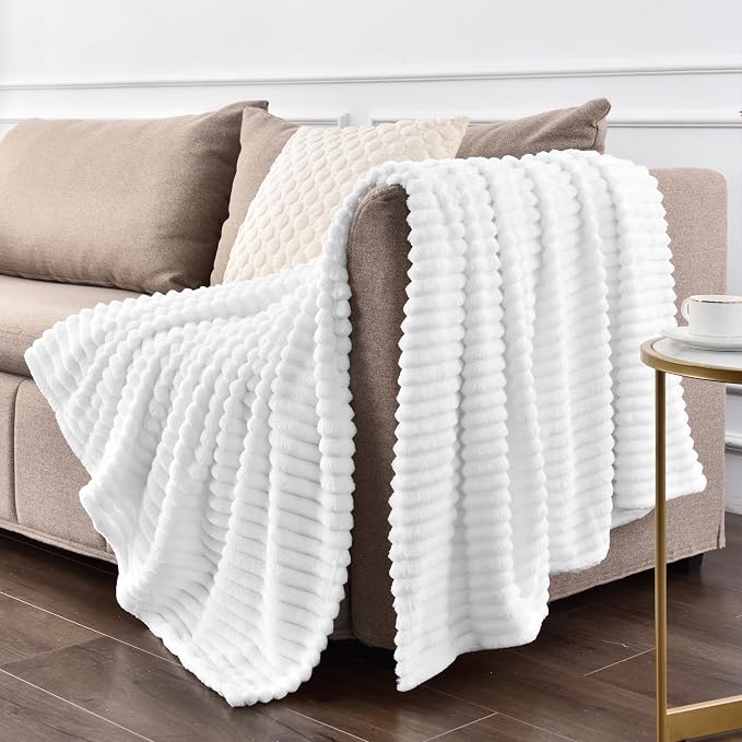 BEDELITE 3D Ribbed Jacquard White King Size Blankets - Image 5