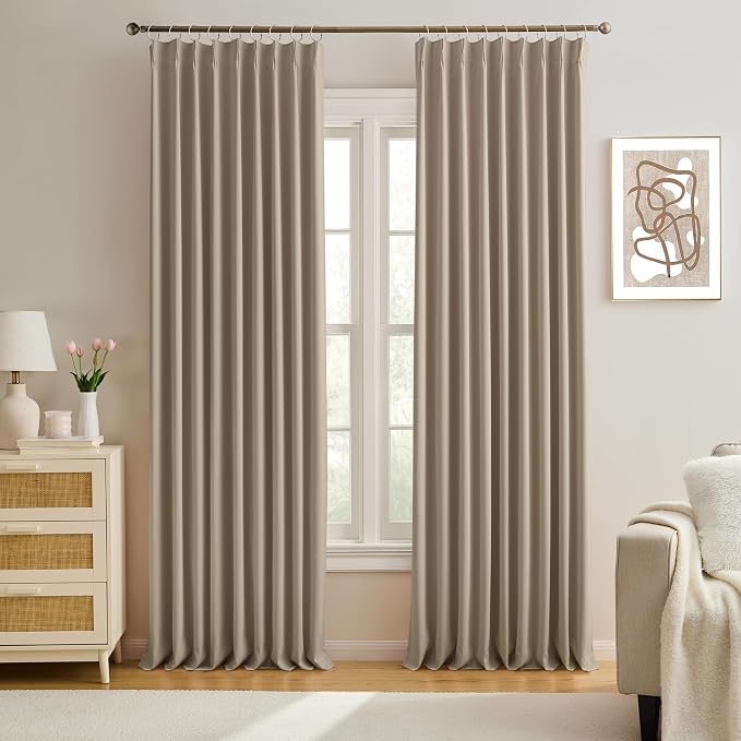 60 Wide Pinch Pleated Window Curtain Panels 102 Inches Long Custom Made Pleated by KEQIAOSUOCAI