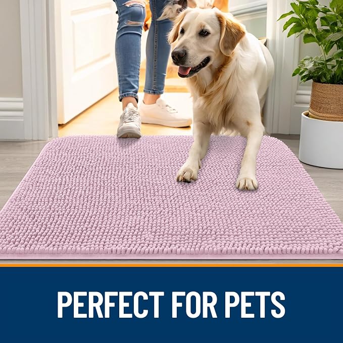 OLANLY Dog Door Mat for Muddy Paws 50x30, Super Absorbent Chenille Mud Mat | - Image 6