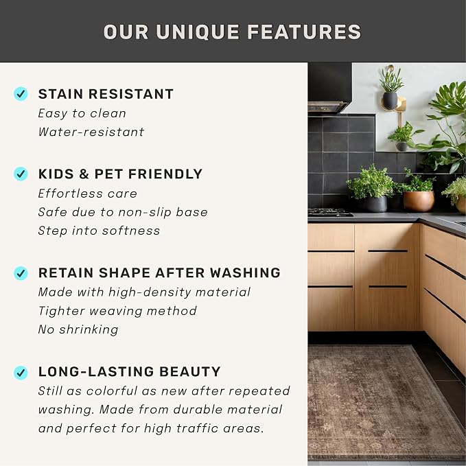Brown Washable Long Runners for Hallways, 2x10 Wide Kitchen Runner Rug - Image 7