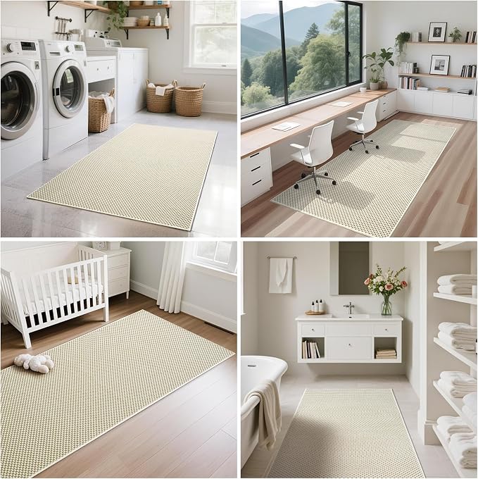 Indoor Front Door Mat Entryway Rug Non Slip Washable Beige 2x3 ft | Front Entry - Image 7