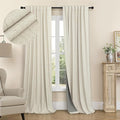 Thick Linen Blackout Curtains 104 Inches Long 2 Panel Set Custom Length by Pitalk