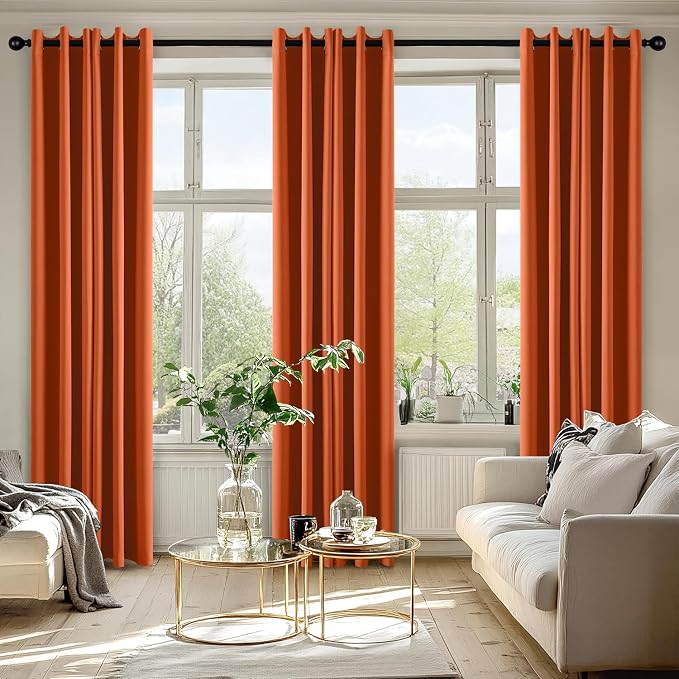 MIULEE Fall Blackout Curtains for Bedroom 2 Panels 40 x 72 Inch Long Orange | - Image 6