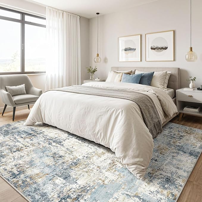 LOONGRUG 7x10 Area Rug Washable Large Neutral Modern Living Room Rugs | - Image 4