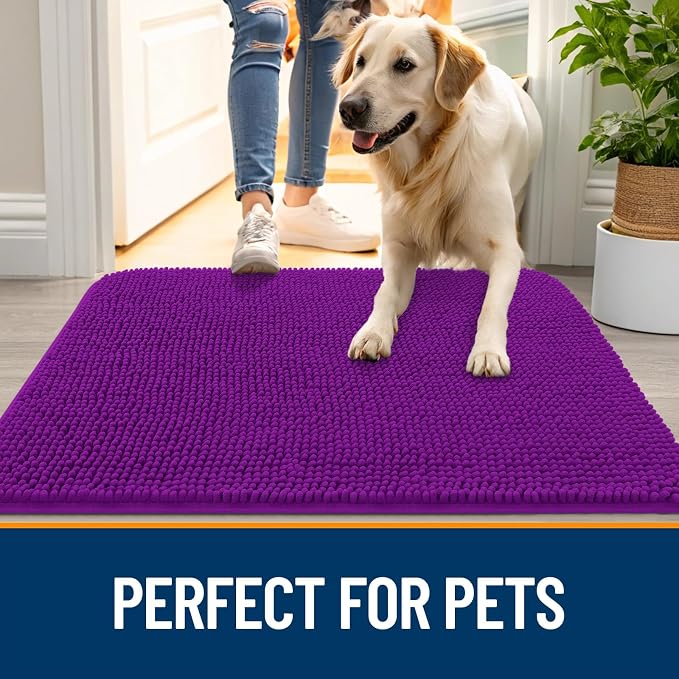 OLANLY Dog Door Mat for Muddy Paws 59x20, Super Absorbent Chenille Mud Mat | - Image 6