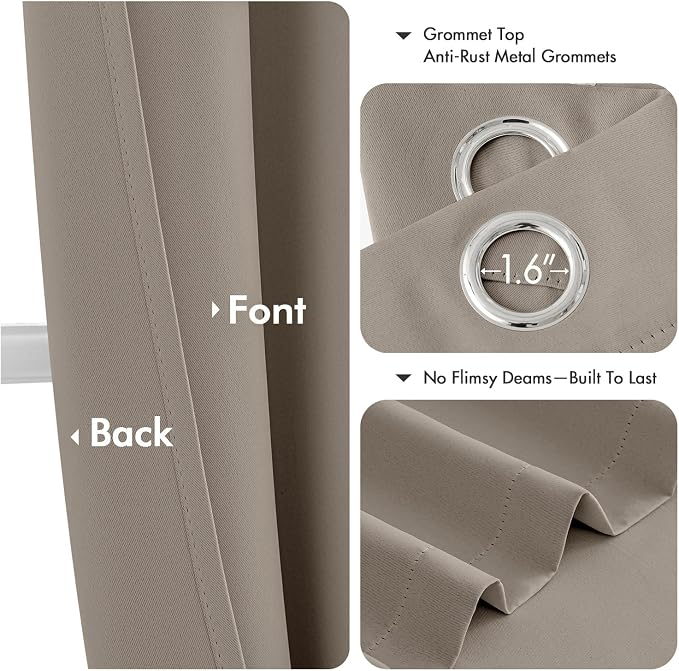 MIULEE Blackout Curtains for Bedroom 2 Panels 40 x 63 Inch Long Stone | Thermal - Image 4