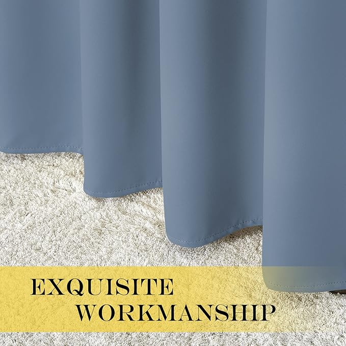 NICETOWN Blackout Stone Blue Curtains 120 inch Length - Image 6