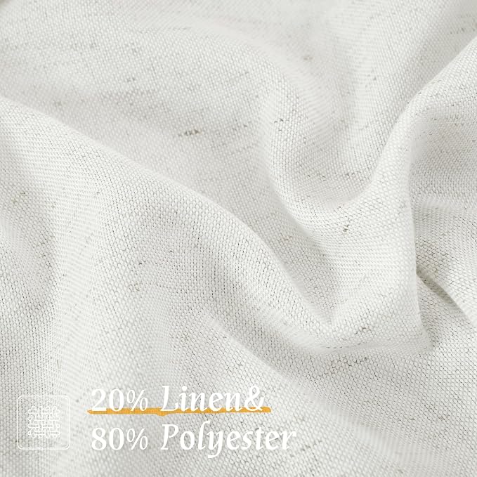 54 Inch Length Ivory White Linen Curtains - Image 2