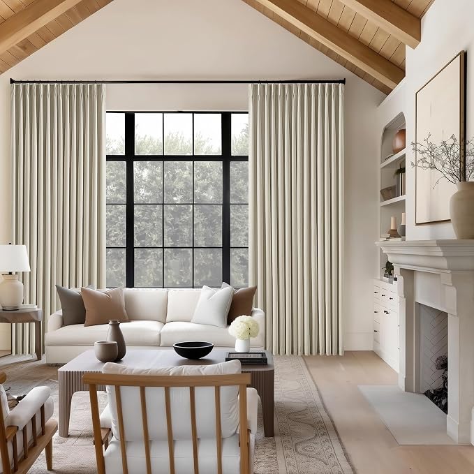 Burlywood Birch 100% Blackout Pinch Pleated Linen Curtains 126 Inches Long | - Image 7