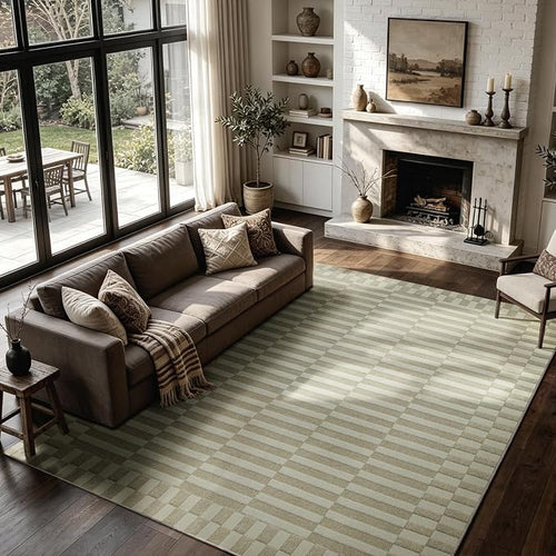 8x10 Washable Area Rugs for Living Room, Dining Room, Nursery- Beige | Ultra by Lbris