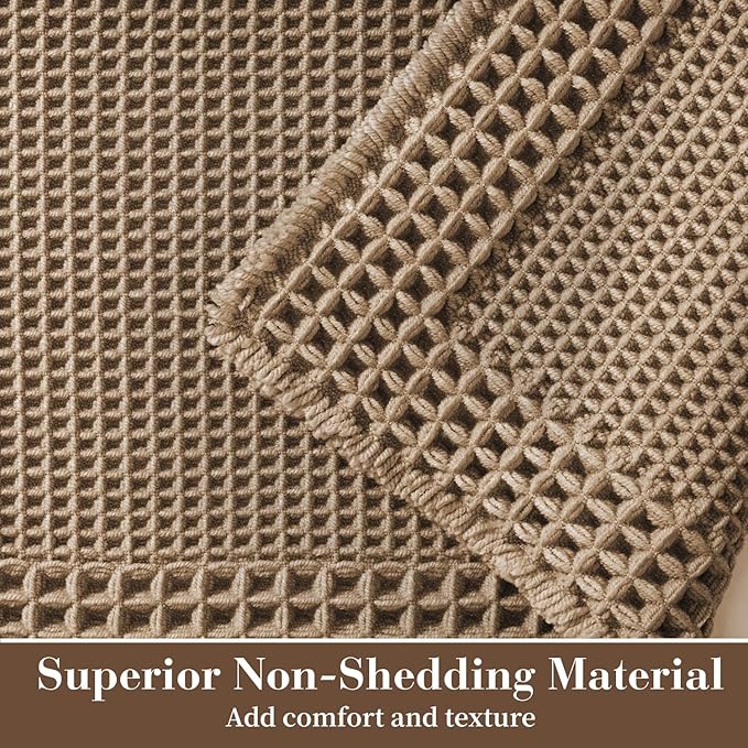 RESARE Waffle Bath Mat for Bathroom, Non Slip Bathroom Rugs 18"x30" Brown | - Image 2