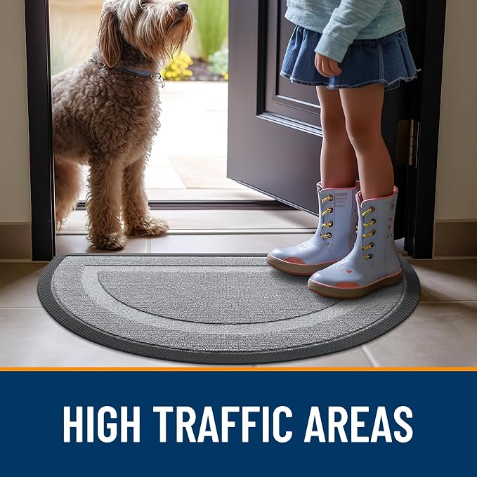 OLANLY Half Circle Front Door Mat Outside 29.5x17 All-Season Rubber Doormat | - Image 7