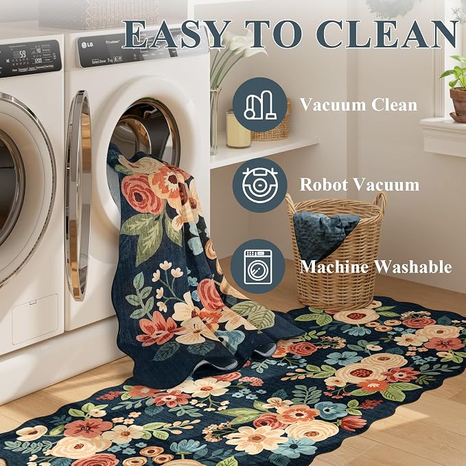 DUKINO 3x10 Runner Rug, Non Slip Floral Washable Rug - Image 6