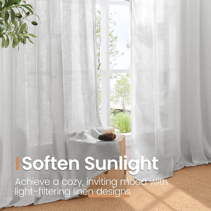 BGment Light Grey Linen Curtains 80 Inch Length - Image 5