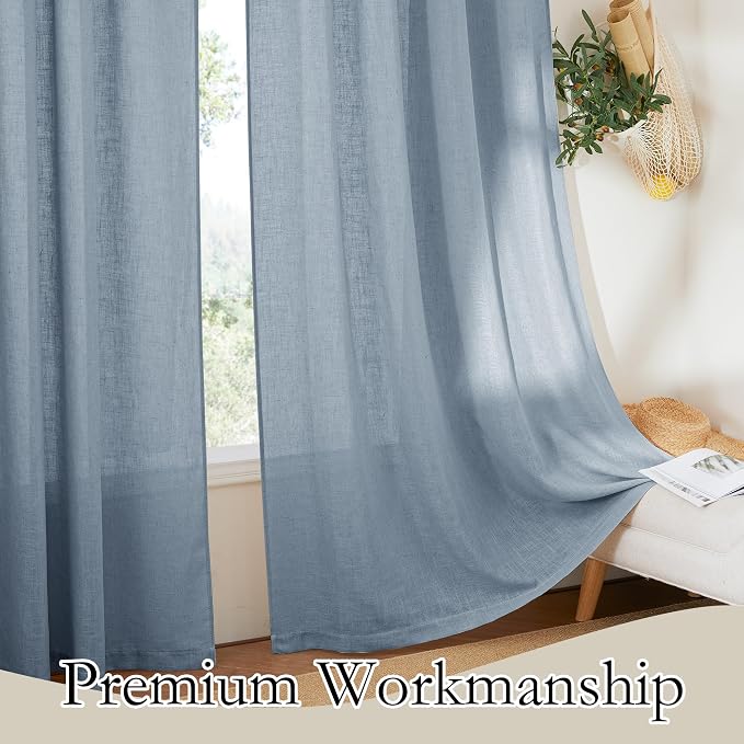 RYB HOME Sheer Curtains 108 inches, Extra Long Floor to Ceiling Curtains | - Image 4