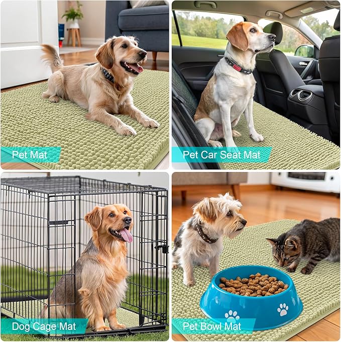OLANLY Dog Door Mat for Muddy Paws 44x32, Super Absorbent Chenille Mud Mat | - Image 7