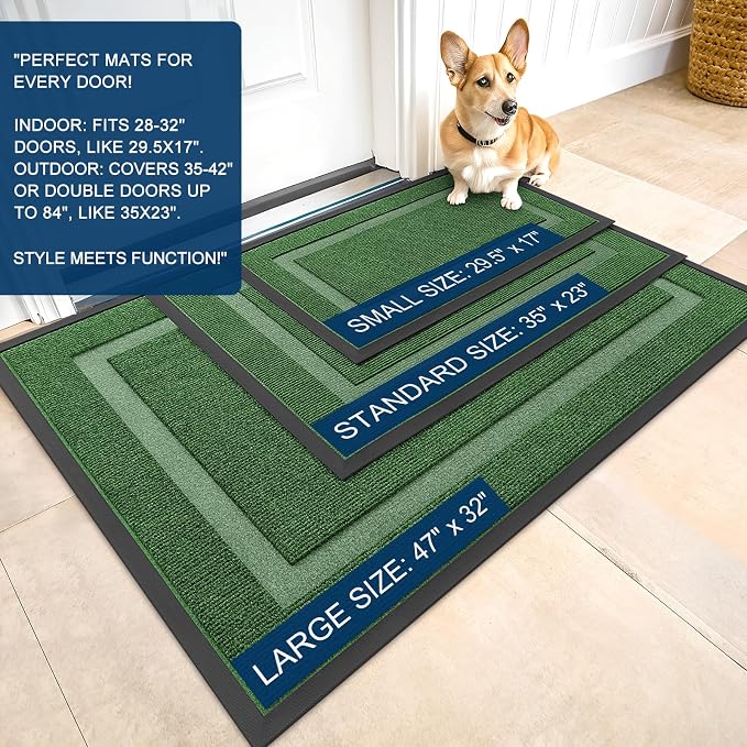 OLANLY Front Door Mat Outside 47x32, All-Season Heavy-Duty Rubber Doormat | - Image 2