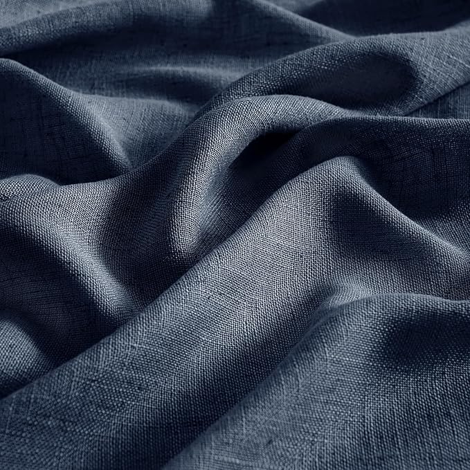 MIULEE Navy Blue Linen Curtains 52x84 Inch 2 Panels - Image 4