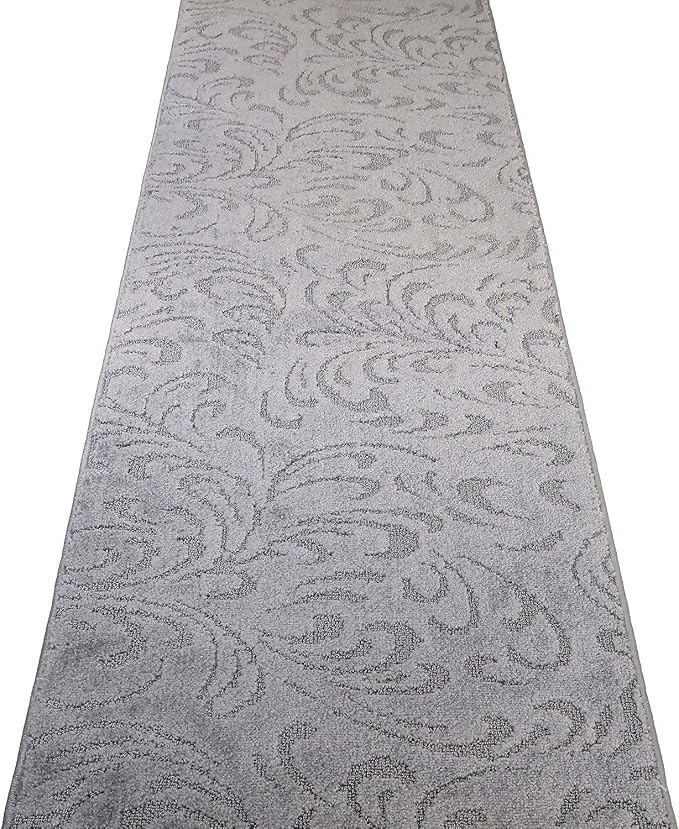 Custom Length Hallway Runner Rug, Slip Resistant, Floral Grey, 26 Inch X 5 feet - Image 6