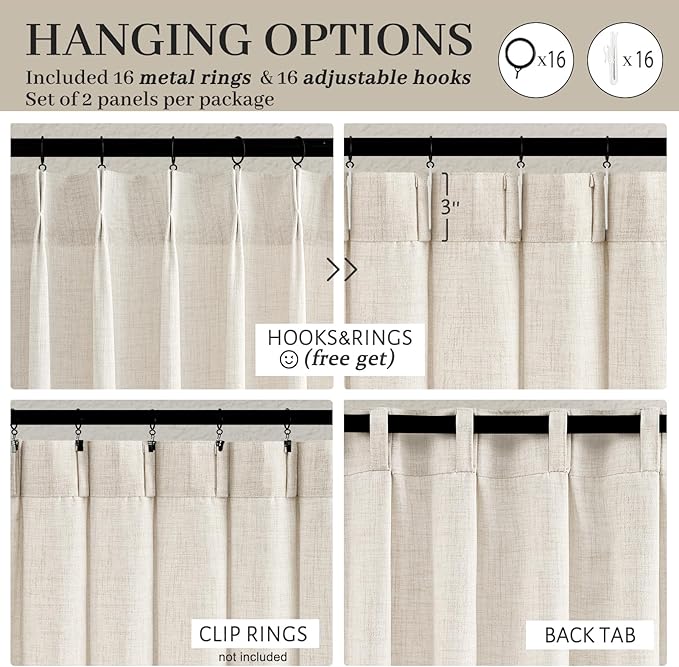 PleatedDrapes Light Filtering Kitchen Curtains 63 Inches Long 2 Sets, Basement - Image 4