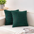 Pack of 2 Corduroy Decorative Throw Pillow Covers 20x20 Inch, Dark Green | Fall by Unknown