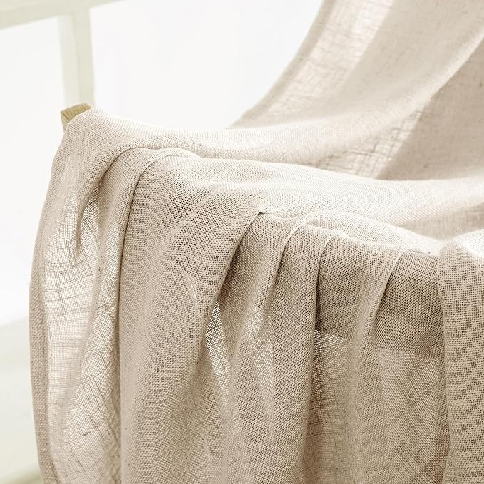 MIULEE Light Taupe Linen Curtains 52x108 Inches Long 2 Panels - Image 6