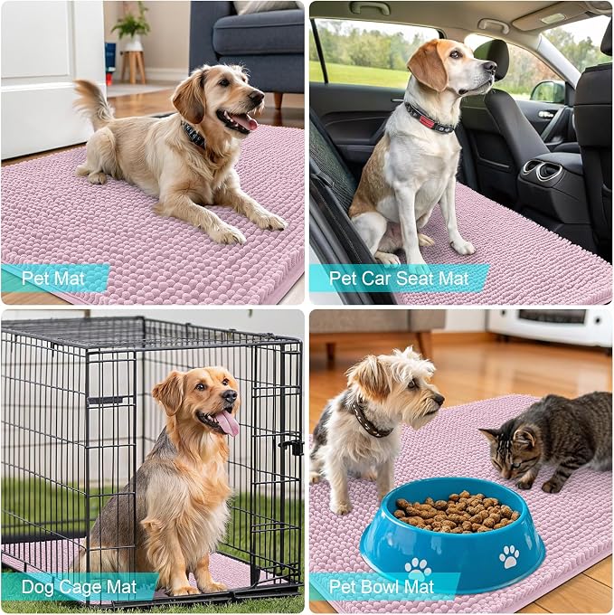 OLANLY Dog Door Mat for Muddy Paws 35x24, Super Absorbent Chenille Mud Mat | - Image 7