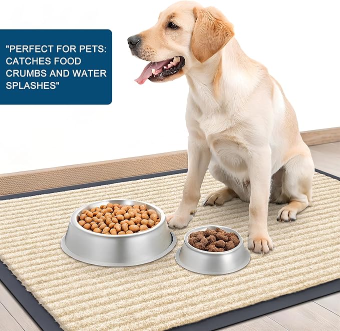 OLANLY 2-Pack Front Door Mats 33x21, Waterproof Heavy-Duty Doormats | Beige - Image 6