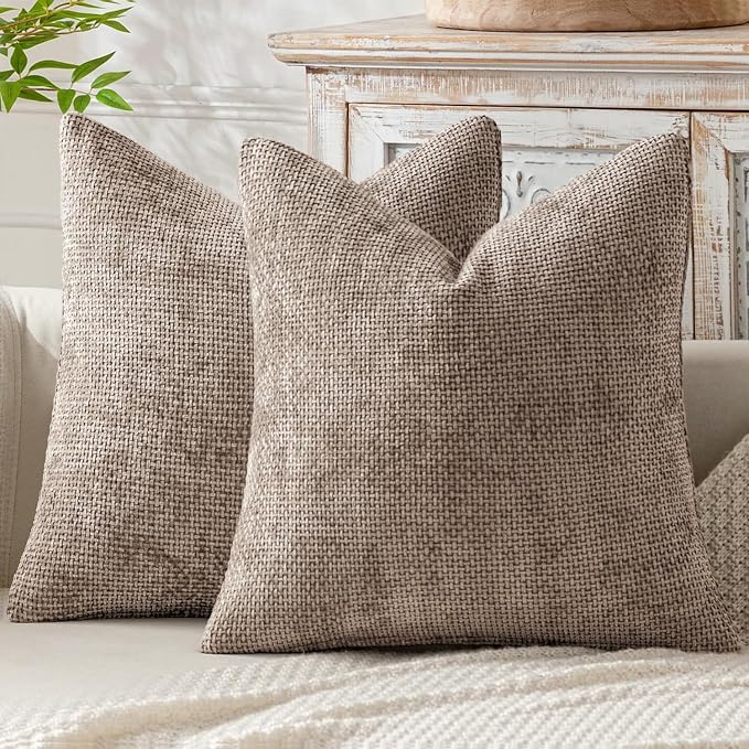MIULEE Decorative Couch Throw Pillow Covers 18x18 Inch Light Khaki 2 Pack | by MIULEE