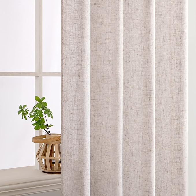 MIULEE Natural White Linen Curtains 42x63 Inch Length 42 Inch Wide Cream | Linen - Image 5
