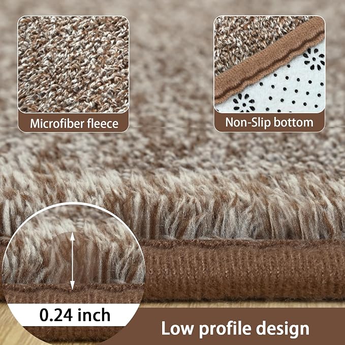 5x7 Area Rugs for Living Room Non Slip Dorm Bedroom Rug, Matte Brown | Modern - Image 4