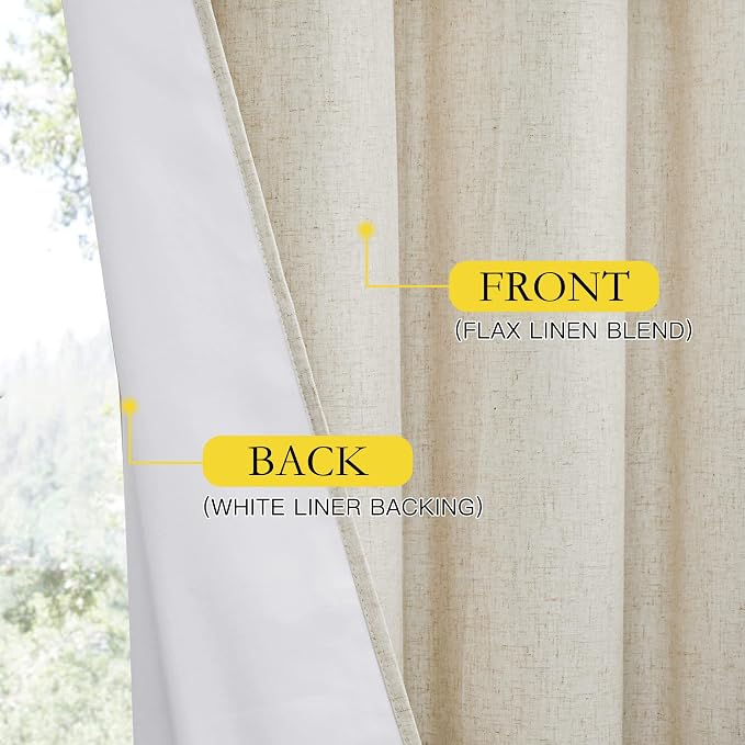 NICETOWN Natural 100% Blackout Short Curtains 63 inches Lenghth Burg - Image 7
