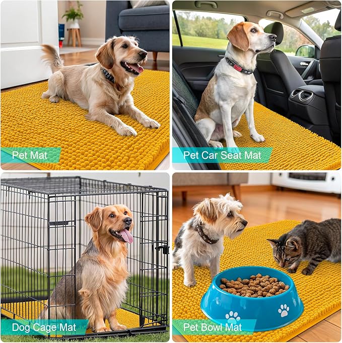 OLANLY Dog Door Mat for Muddy Paws 70x32, Super Absorbent Chenille Mud Mat | - Image 7