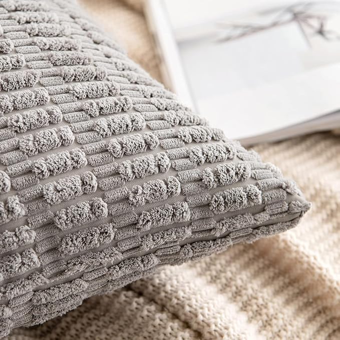 MIULEE Euro Sham Decorative Throw Pillow Covers 26x26 Light Grey Pack of 2 | - Image 6