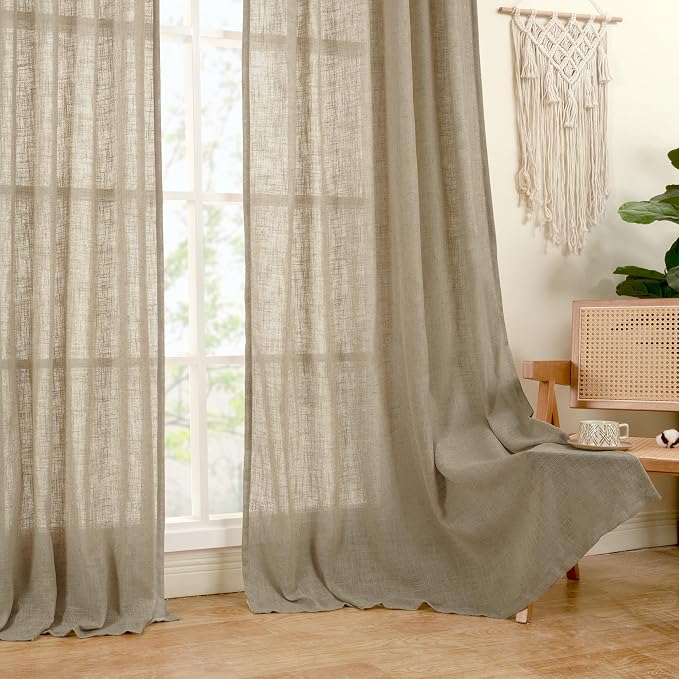 Light Filtering Linen Curtains 68 inches Long - Image 9