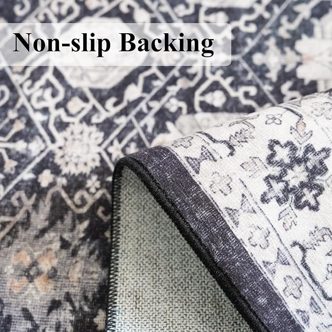 Vintage 10x14 Washable Area Rug: Large Living Room Rugs Indoor Soft Stain - Image 5