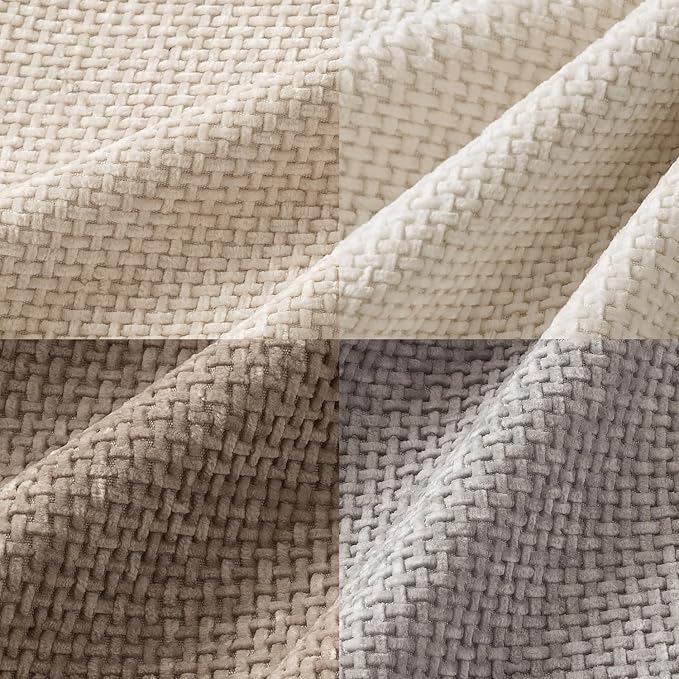 MIULEE Decorative Chenille Pillow Covers Neutral Beige 16x16 Pack of 4 | Modern - Image 2