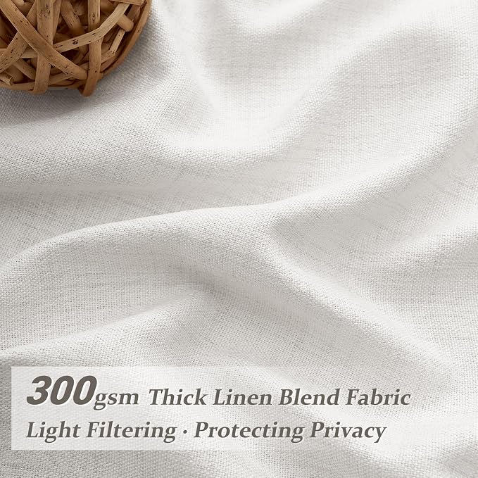 Pinch Pleated Off Beige White Extra Wide 70 x 108 Inch Patio Door Curtains - Image 3