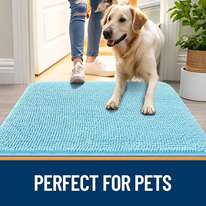OLANLY Dog Door Mat for Muddy Paws 54x32, Super Absorbent Chenille Mud Mat | - Image 6