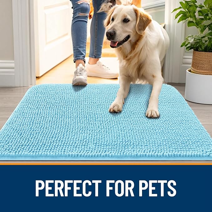 OLANLY Dog Door Mat for Muddy Paws 44x32, Super Absorbent Chenille Mud Mat | - Image 6