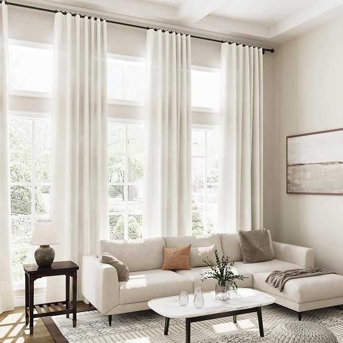 Cream Linen Curtains 101 Inches Long - Image 7