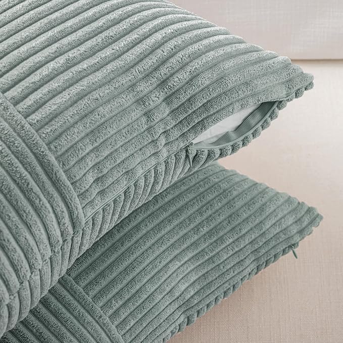 Fancy Homi 2 Packs Grey Blue Euro Decorative Throw Pillow Covers 24x24 Inch - Image 4
