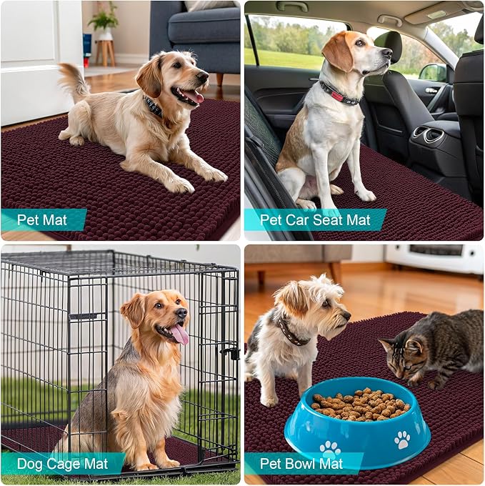 OLANLY Dog Door Mat for Muddy Paws 50x30, Super Absorbent Chenille Mud Mat | - Image 7