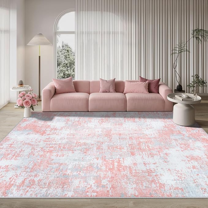 Aelenmu 9x12 Area Rugs for Living Room Bedroom Dining Room Washable Pink | Soft - Image 9