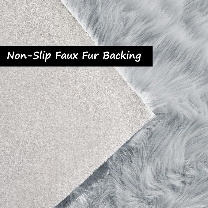 Goolela Grey Fluffy Fuzzy Furry Runner Rug 2x6 - Image 3