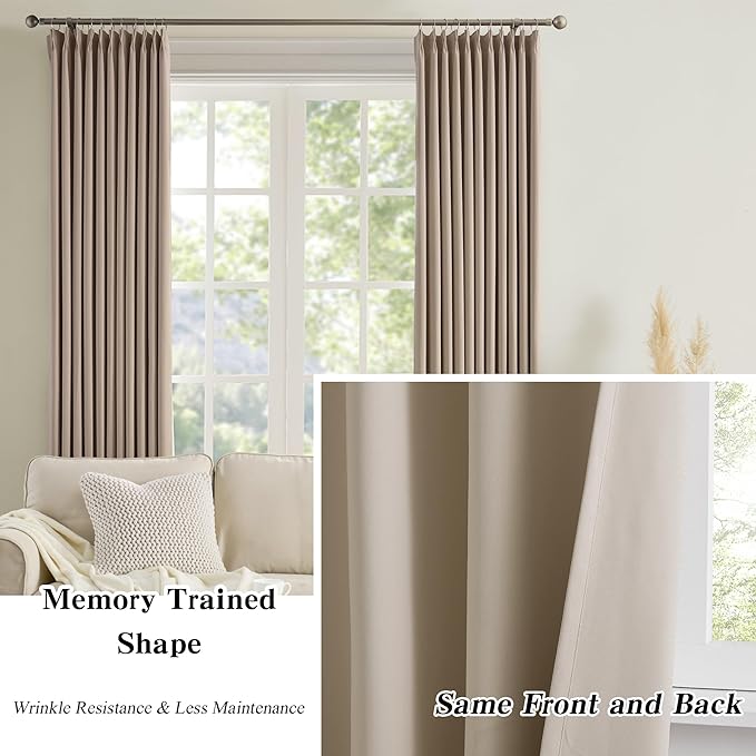 Pinch Pleated Window Curtain Panels 138 Inches Long Light Blocking Solid - Image 6